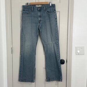 Levis 527 Low Bootcut Jeans Mens 34x32 Blue Faded Western Distressed Country Cow